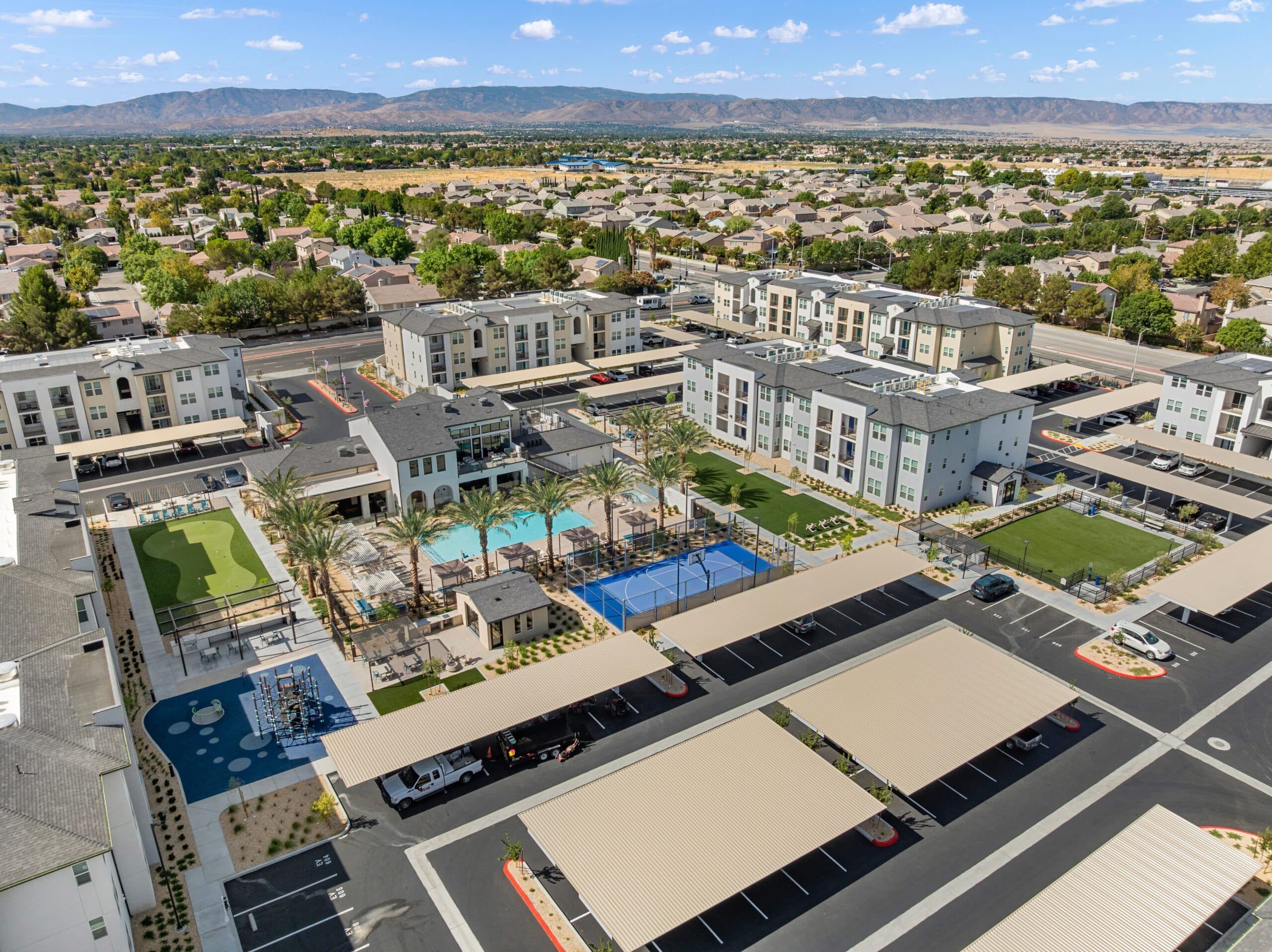 Aerial view of the Desert Meadows apartment community